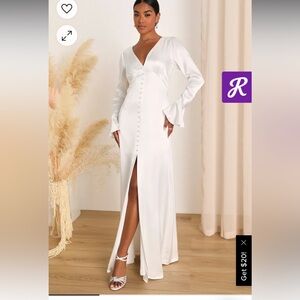 Lulu's Elegant White Maxi Dress